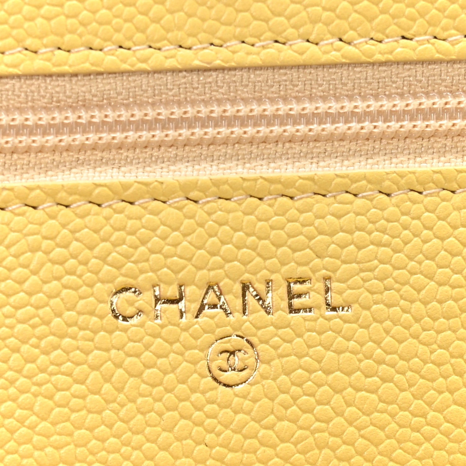 Chanel Caviar Quilted Tiny CC Wallet On Chain WOC Yellow 6 of 12