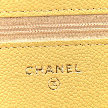 Chanel Caviar Quilted Tiny CC Wallet On Chain WOC Yellow 6 of 12