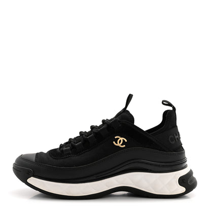 Chanel Velvet Calfskin Mixed Fibers CC Sneakers 37 Black 1 of 8
