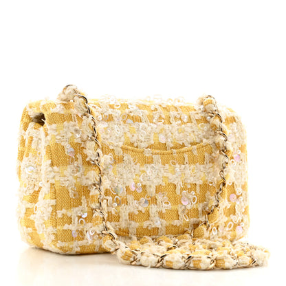 Chanel Tweed Beaded Mini Rectangular Flap Yellow White 3 of 12
