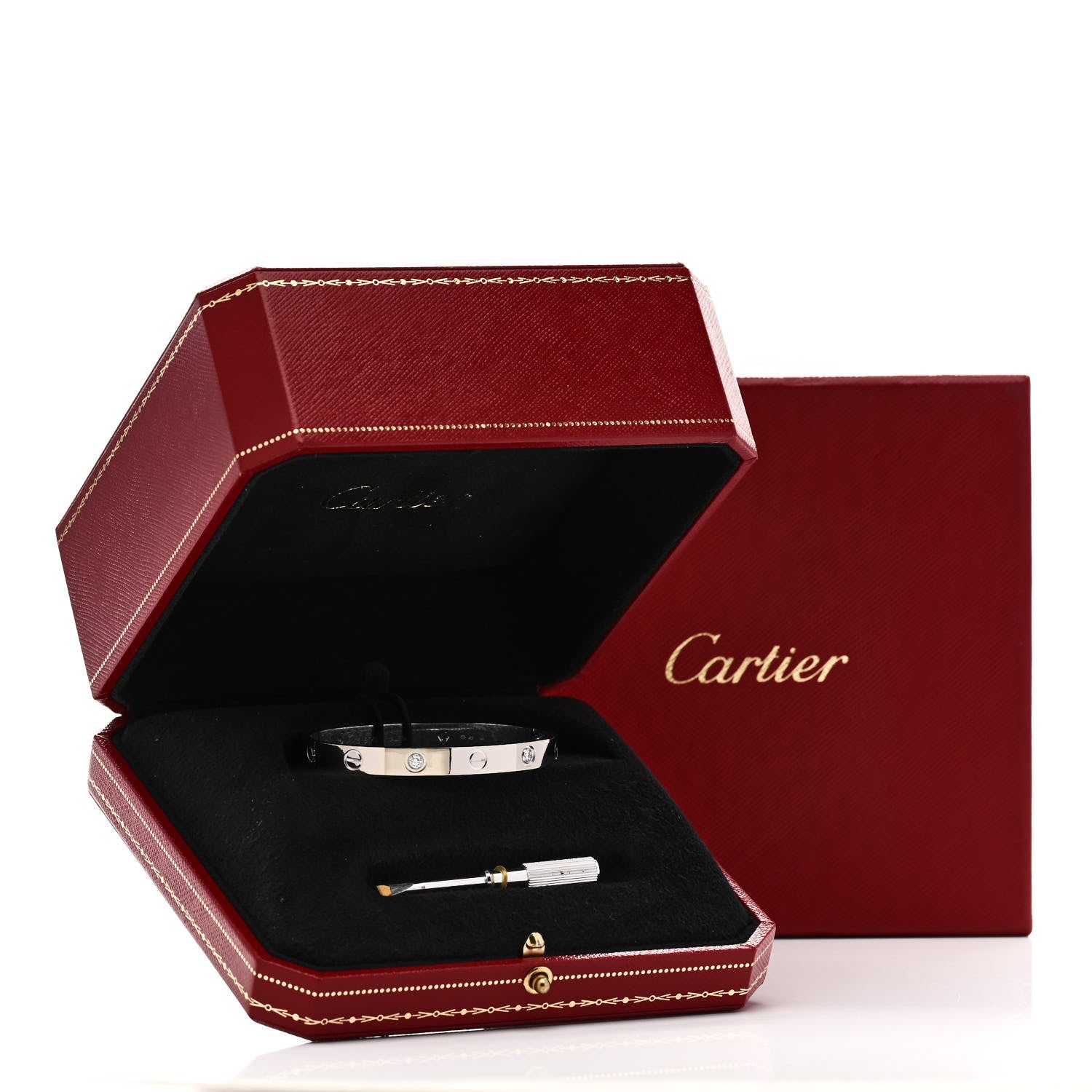 Cartier 18K White Gold 4 Diamond Love Bracelet 16 9 of 9