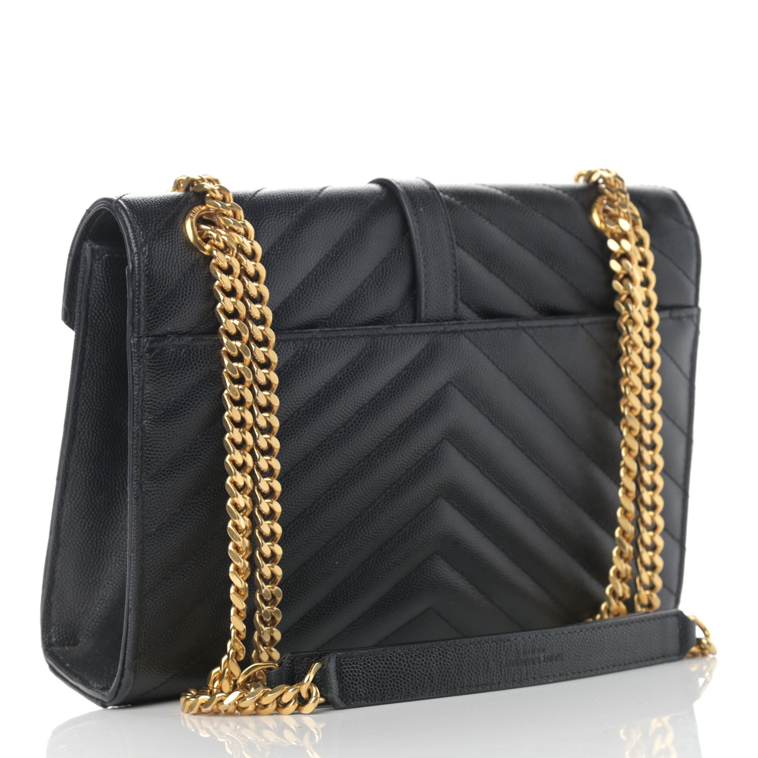 Saint Laurent Grain De Poudre Matelasse Chevron Medium Monogram Satchel Black 2 of 11