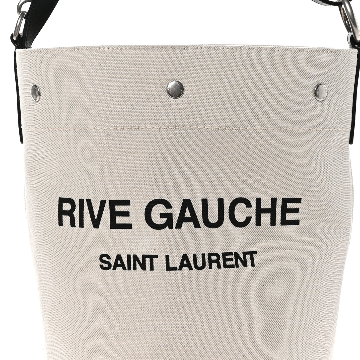 Linen Calfskin Rive Gauche Bucket Bag Greggio Natural