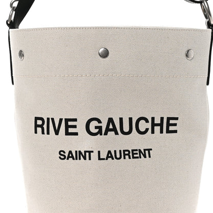 Saint Laurent Linen Calfskin Rive Gauche Bucket Bag Greggio Natural 9 of 11