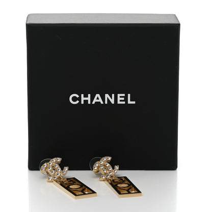 Chanel Metal Crystal CC Boy Drop Earrings Gold 5 of 5