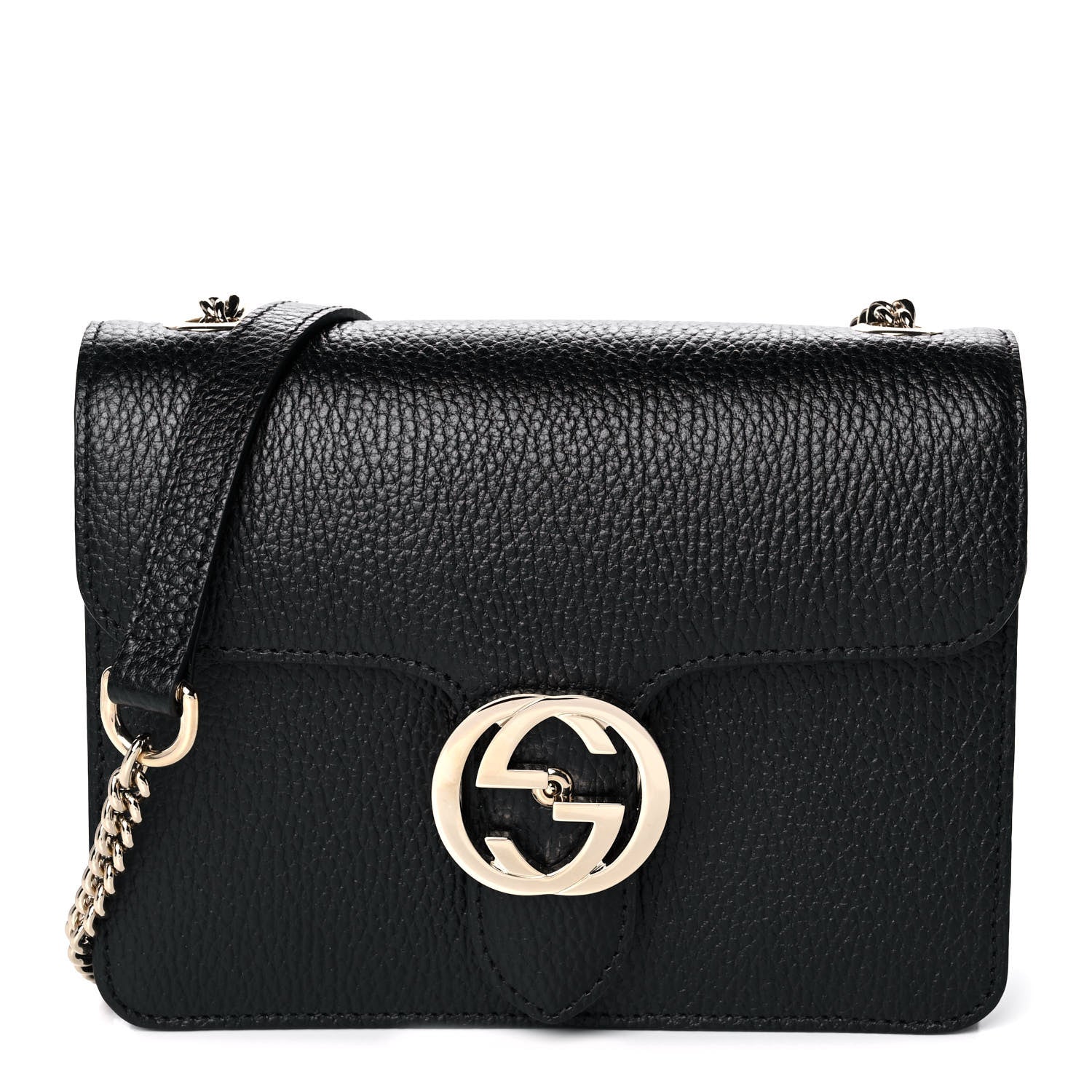 Gucci Dollar Calfskin Small Interlocking G Shoulder Bag Black 1 of 12