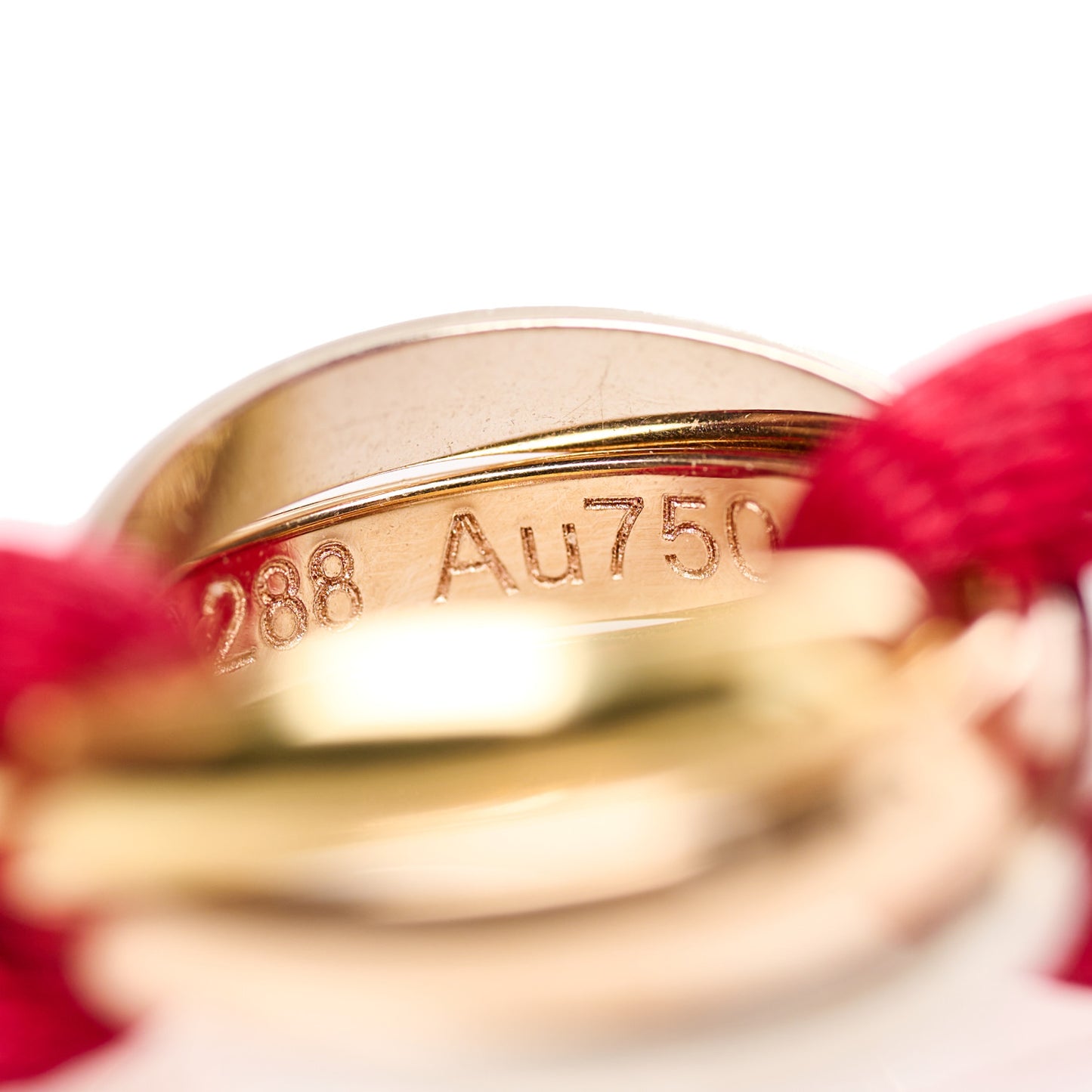 18K Pink Yellow White Gold Trinity Cord Bracelet Red
