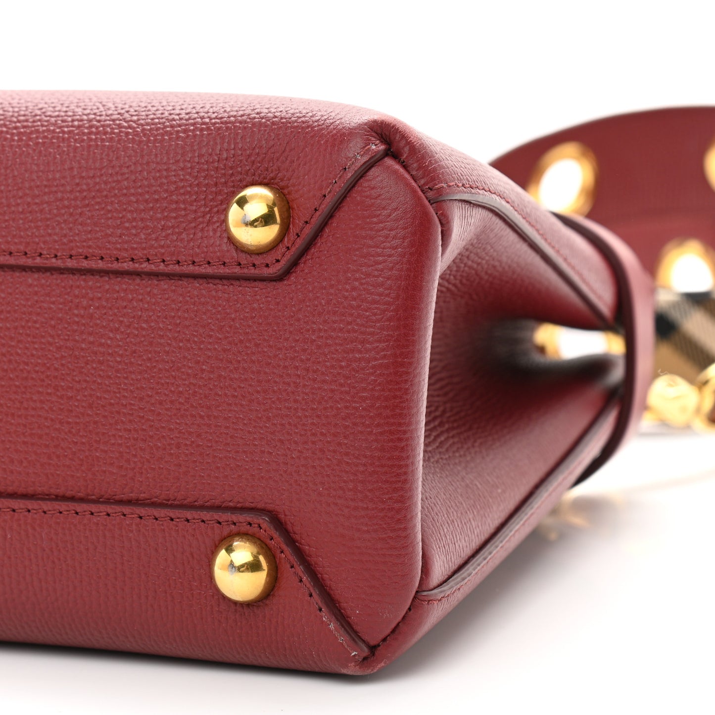 Derby Calfskin House Check Small Banner Tote Russet Red