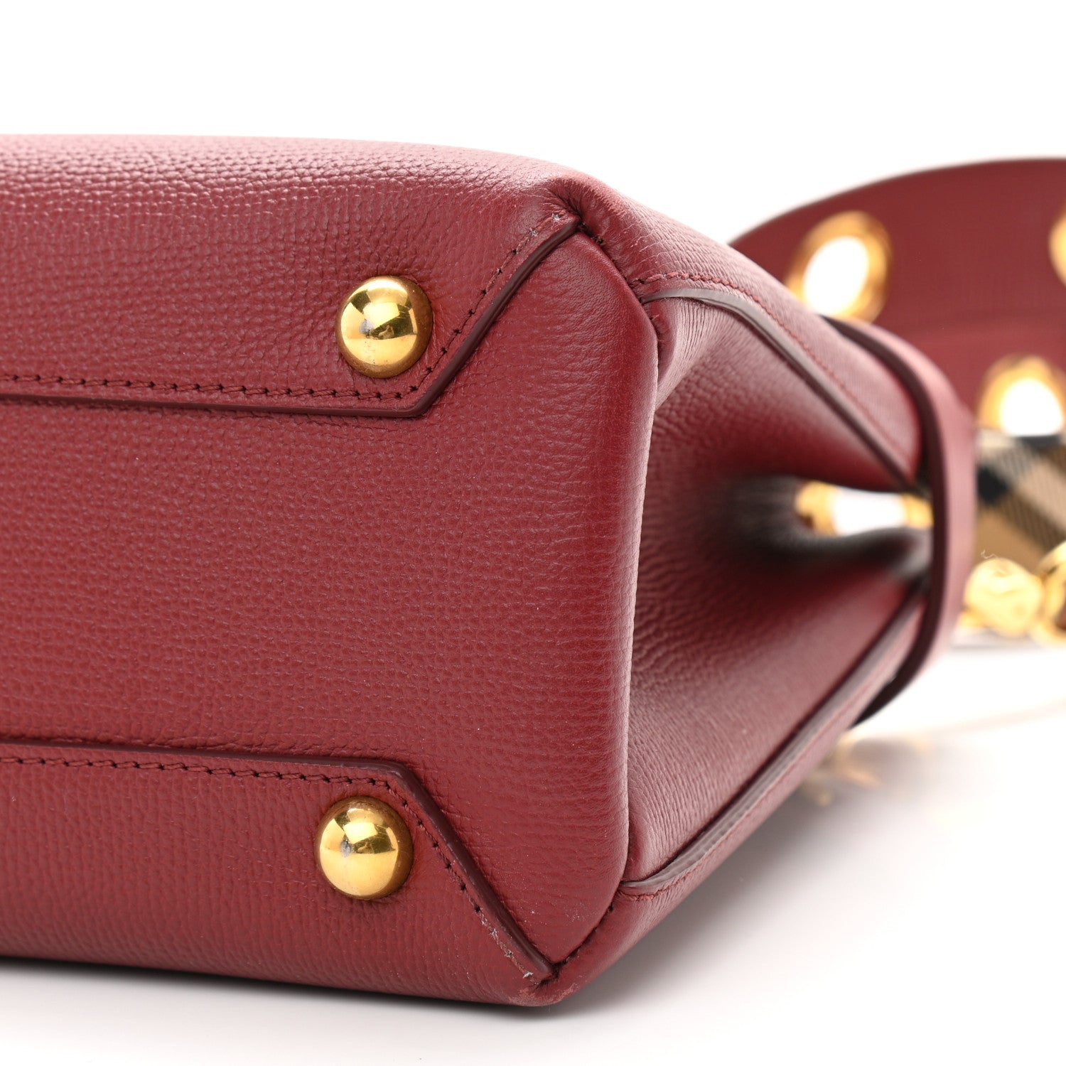 Burberry Derby Calfskin House Check Small Banner Tote Russet Red 11 of 13