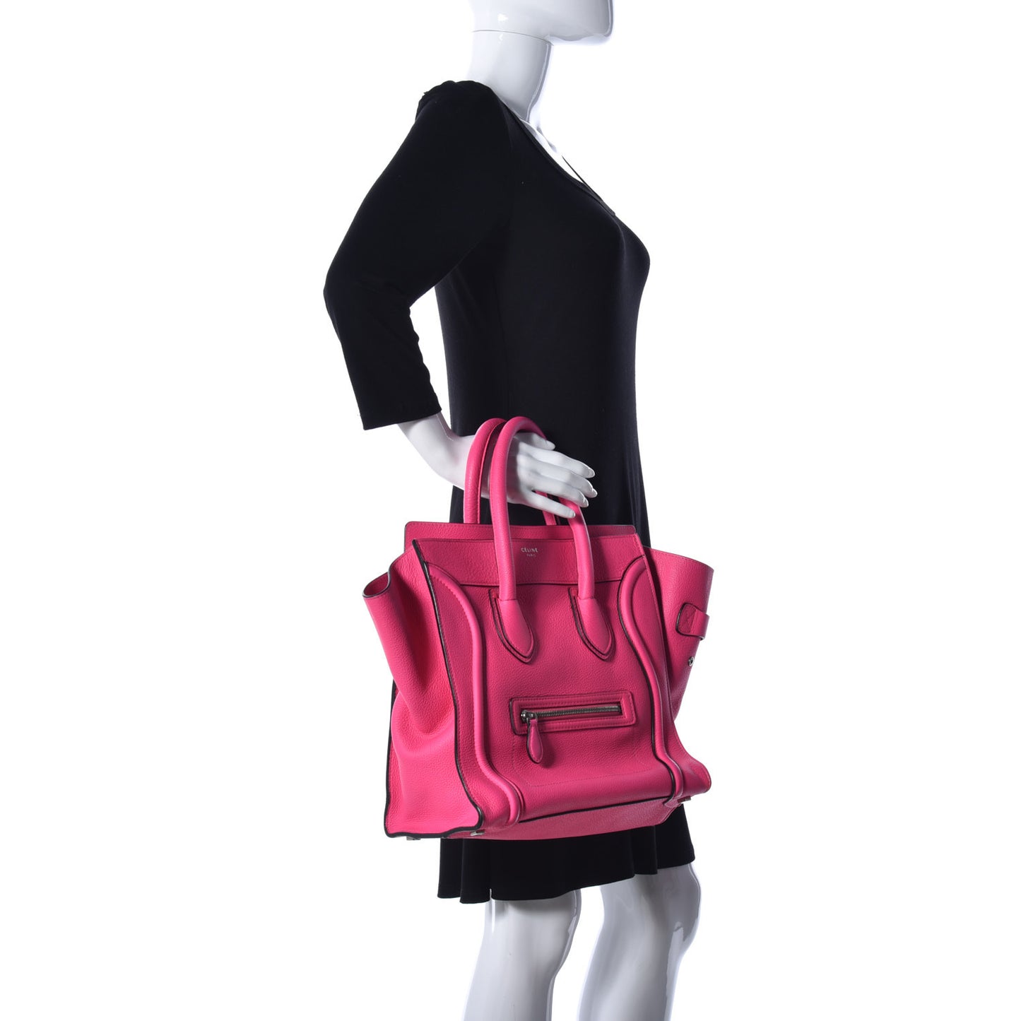 Drummed Calfskin Mini Luggage Fluo Pink