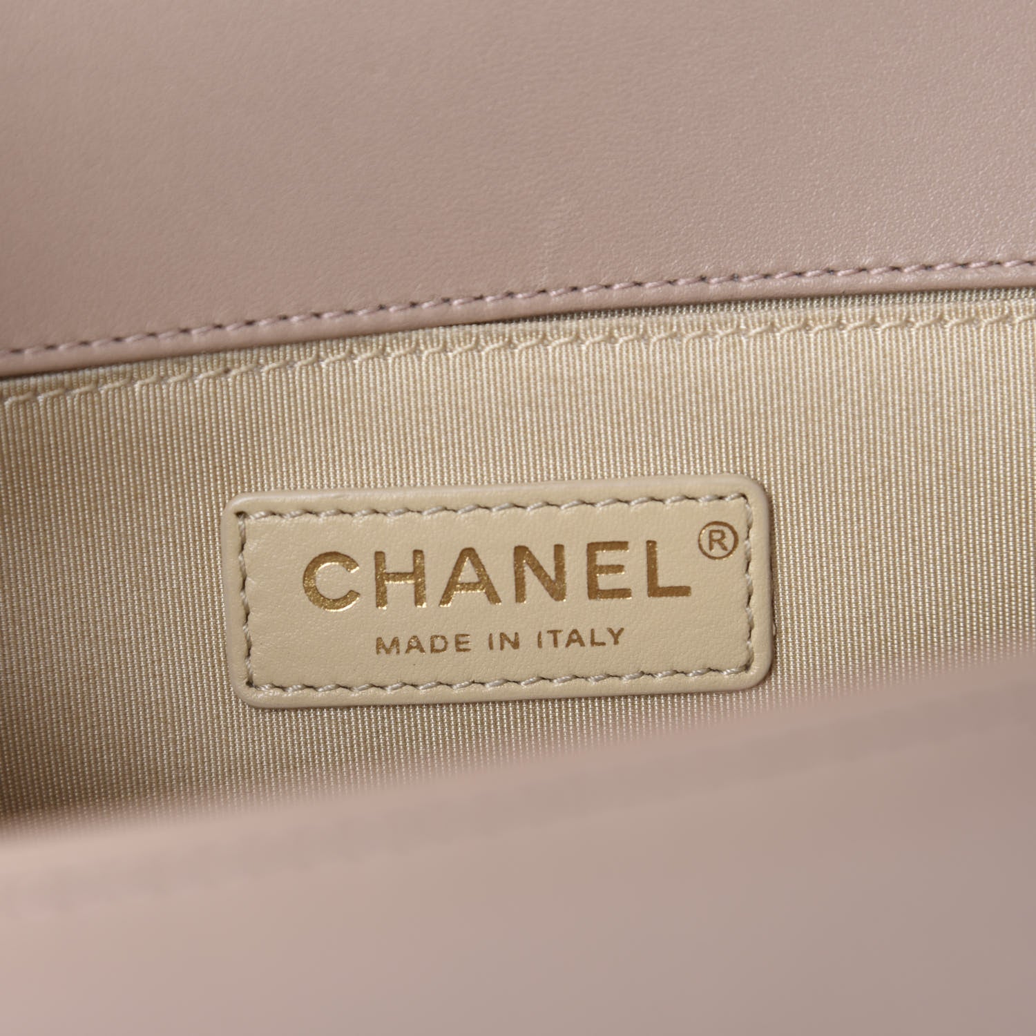 Chanel Lambskin Chevron Chain Stitched Medium Boy Flap Beige 10 of 12