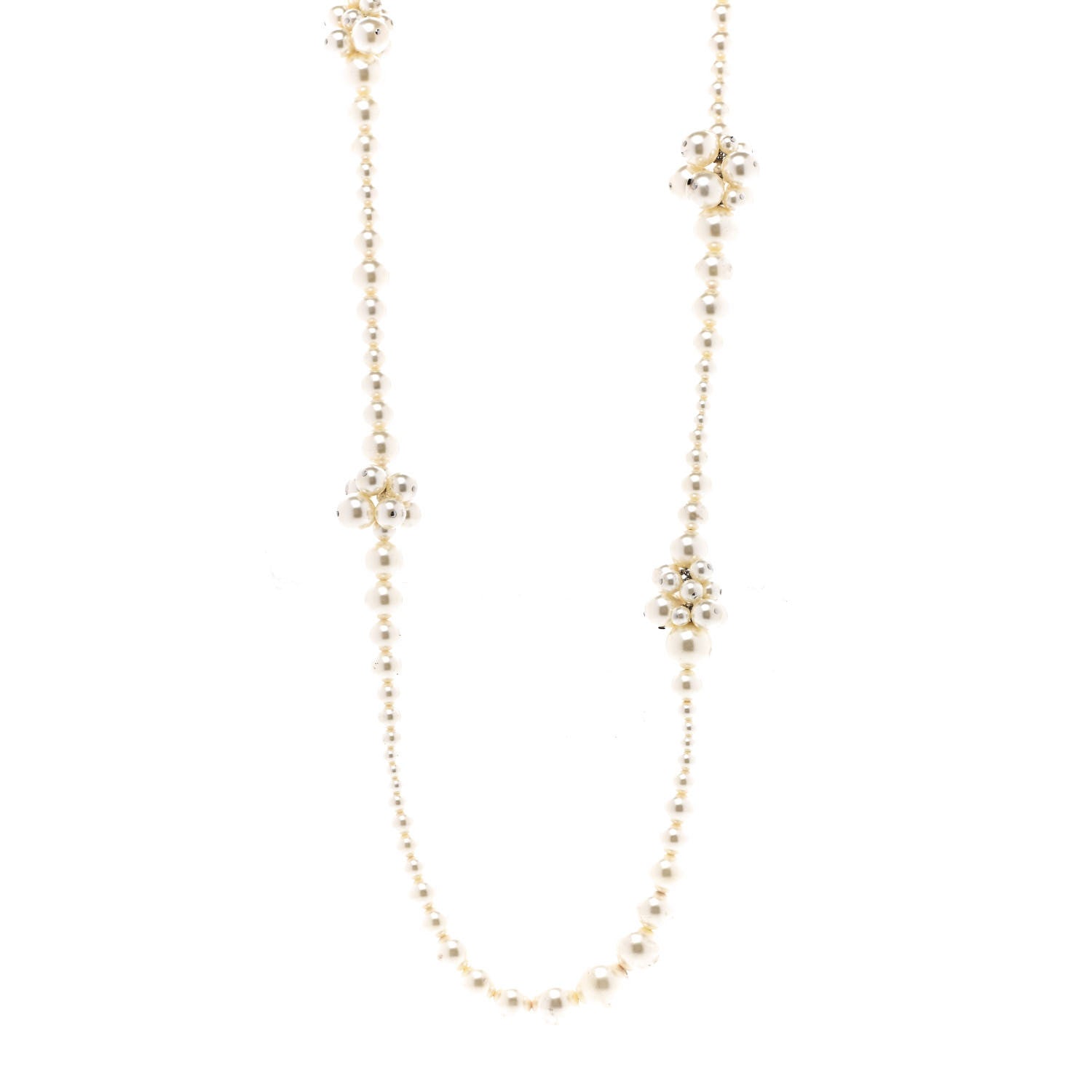 Chanel Pearl Cluster CC Long Necklace Silver 1 of 7