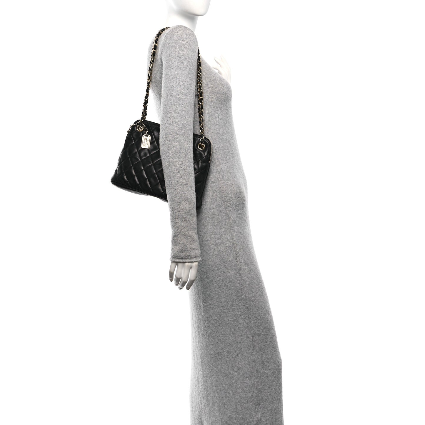 Lambskin Quilted Shoulder Bag Black