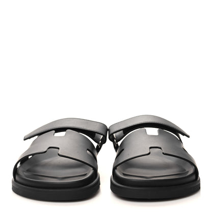 Hermes Calfskin Womens Chypre Sandals 40.5 Black 2 of 9