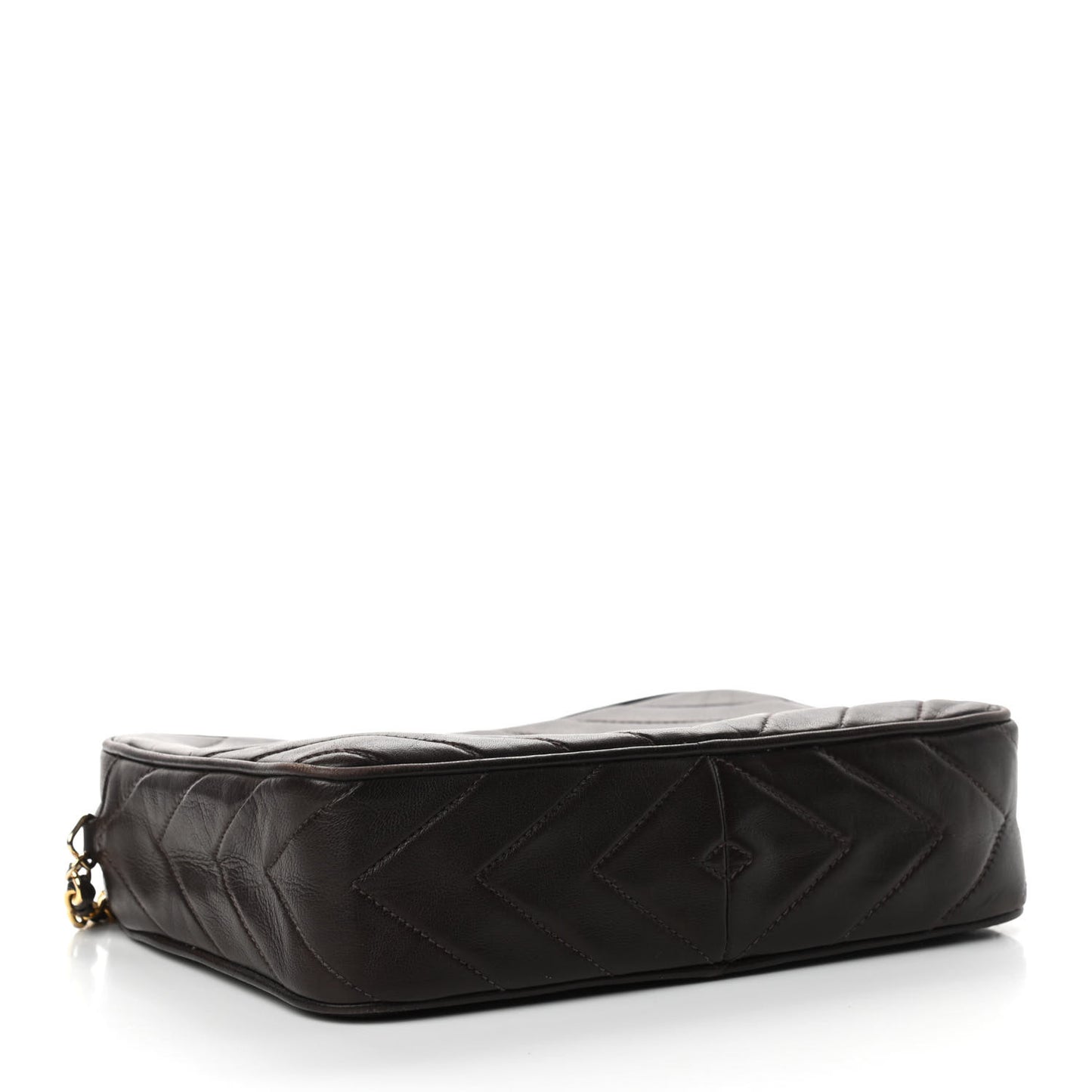 Lambskin Chevron Quilted Tassel Camera Case Brown