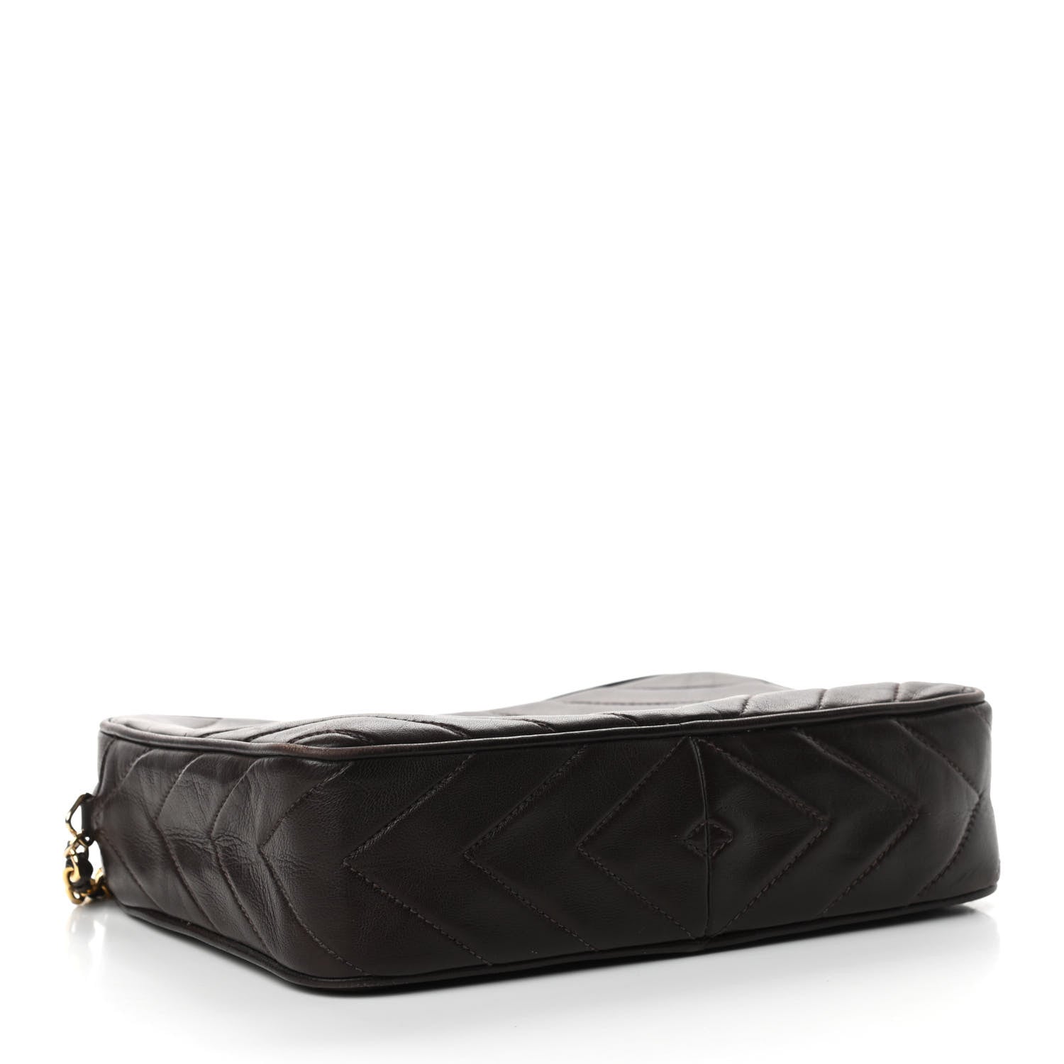 Chanel Lambskin Chevron Quilted Tassel Camera Case Brown 4 of 11