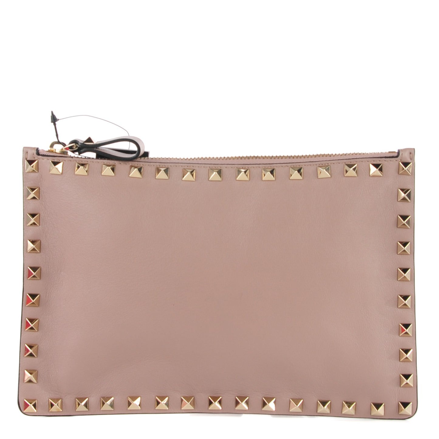 Calfskin Medium Rockstud Zip Pouch Poudre