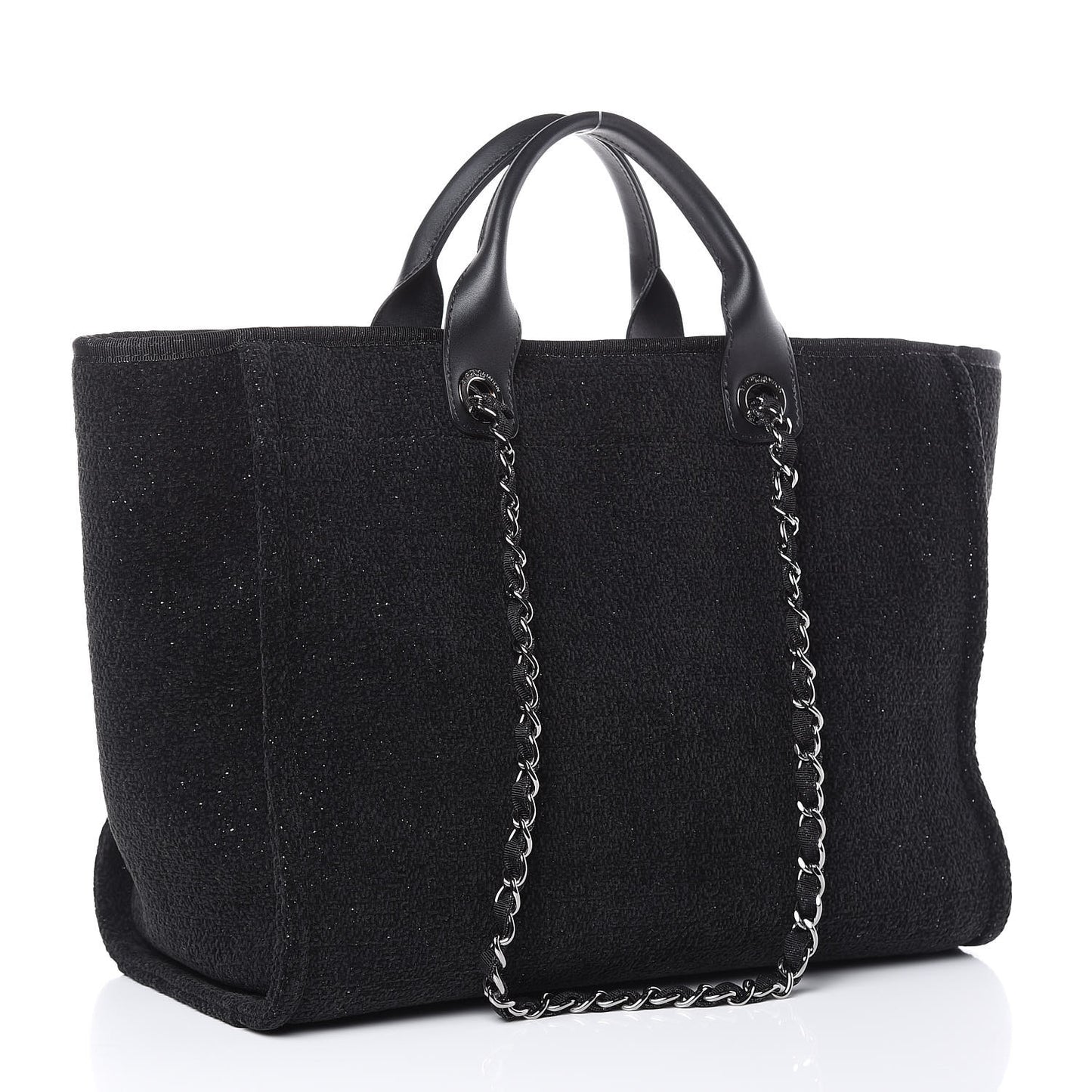 Lurex Boucle Medium Deauville Tote Black