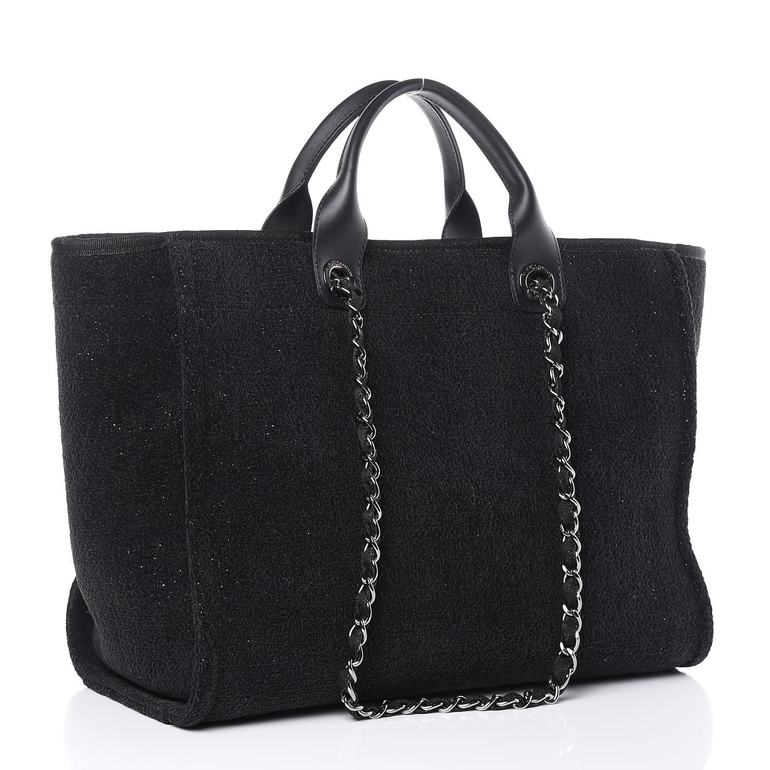 Chanel Lurex Boucle Medium Deauville Tote Black 3 of 9