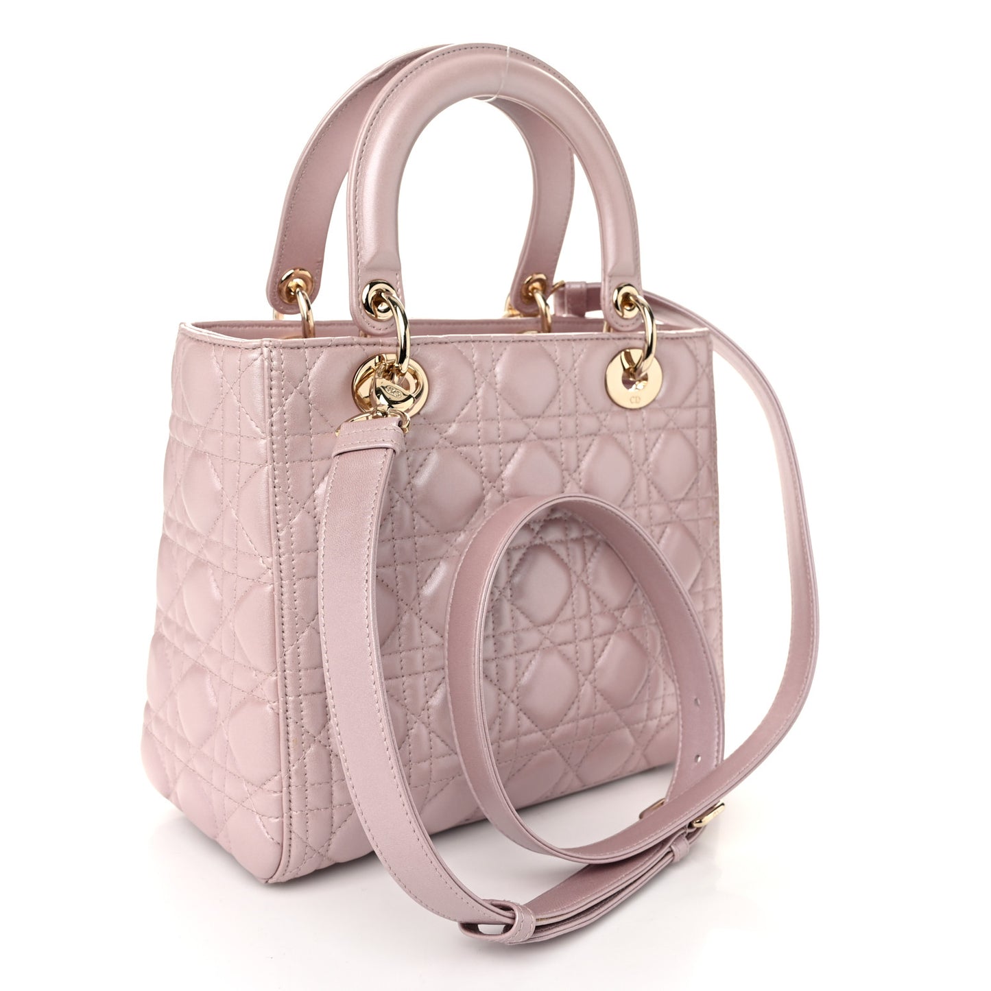 Pearly Lambskin Cannage Medium Lady Dior Lotus