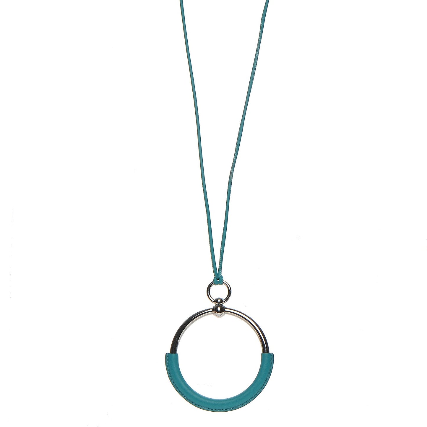 Swift Palladium Grand Loop Pendant Necklace Bleu Paon