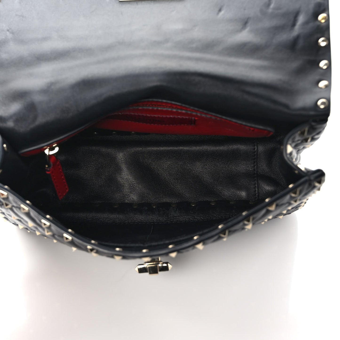 Lambskin Medium Rockstud Spike Shoulder Bag Black