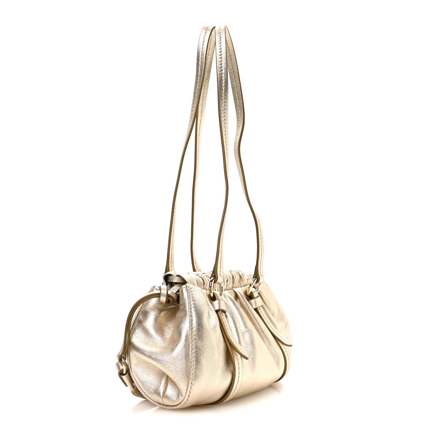 Miu Miu Metallic Nappa Mini Joie Shoulder Bag Pirite 3 of 9
