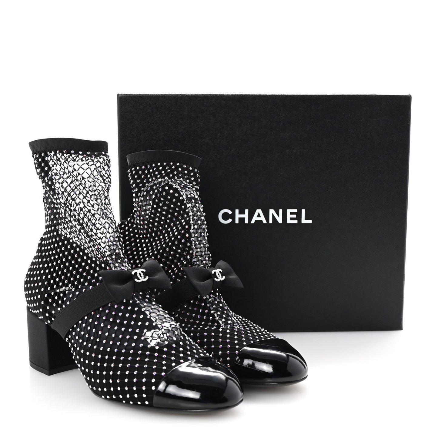 Resille Strass Kid Suede Patent Mary Jane Short Boots 40.5 Black