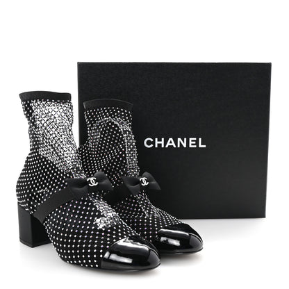 Chanel Resille Strass Kid Suede Patent Mary Jane Short Boots 40.5 Black 9 of 9