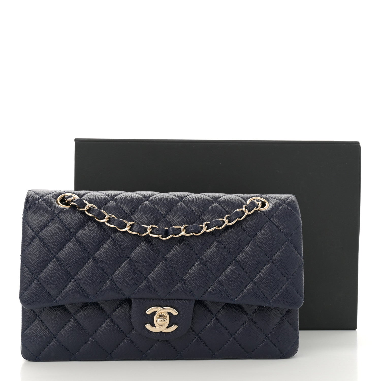 Chanel Caviar Quilted Medium Double Flap Dark Blue 13 of 13