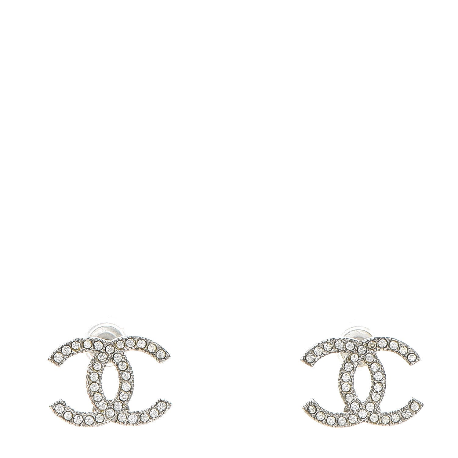 Chanel Crystal CC Earrings Silver 1 of 4