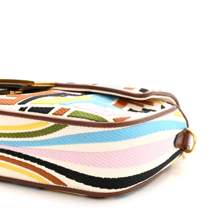 Fendi X SARA COLEMAN Canvas Vitello King Seta FF Fish Eye Embroidered Baguette Grezzo Multicolor Ghianda 11 of 11