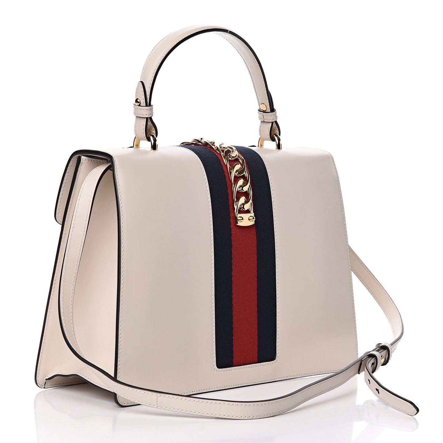 Calfskin Embroidered Medium Sylvie Top Handle Bag White