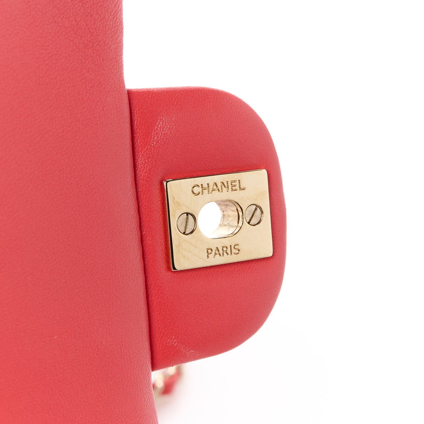 Lambskin Quilted Mini Rectangular Flap Red