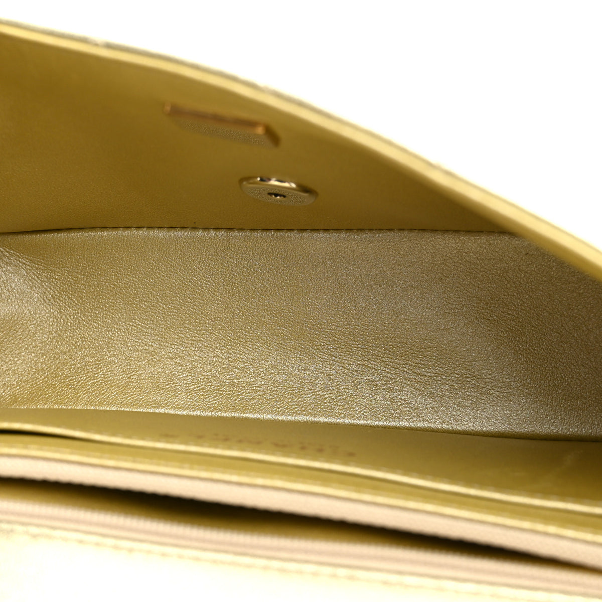 Metallic Lambskin Quilted Mini Rectangular Flap Gold
