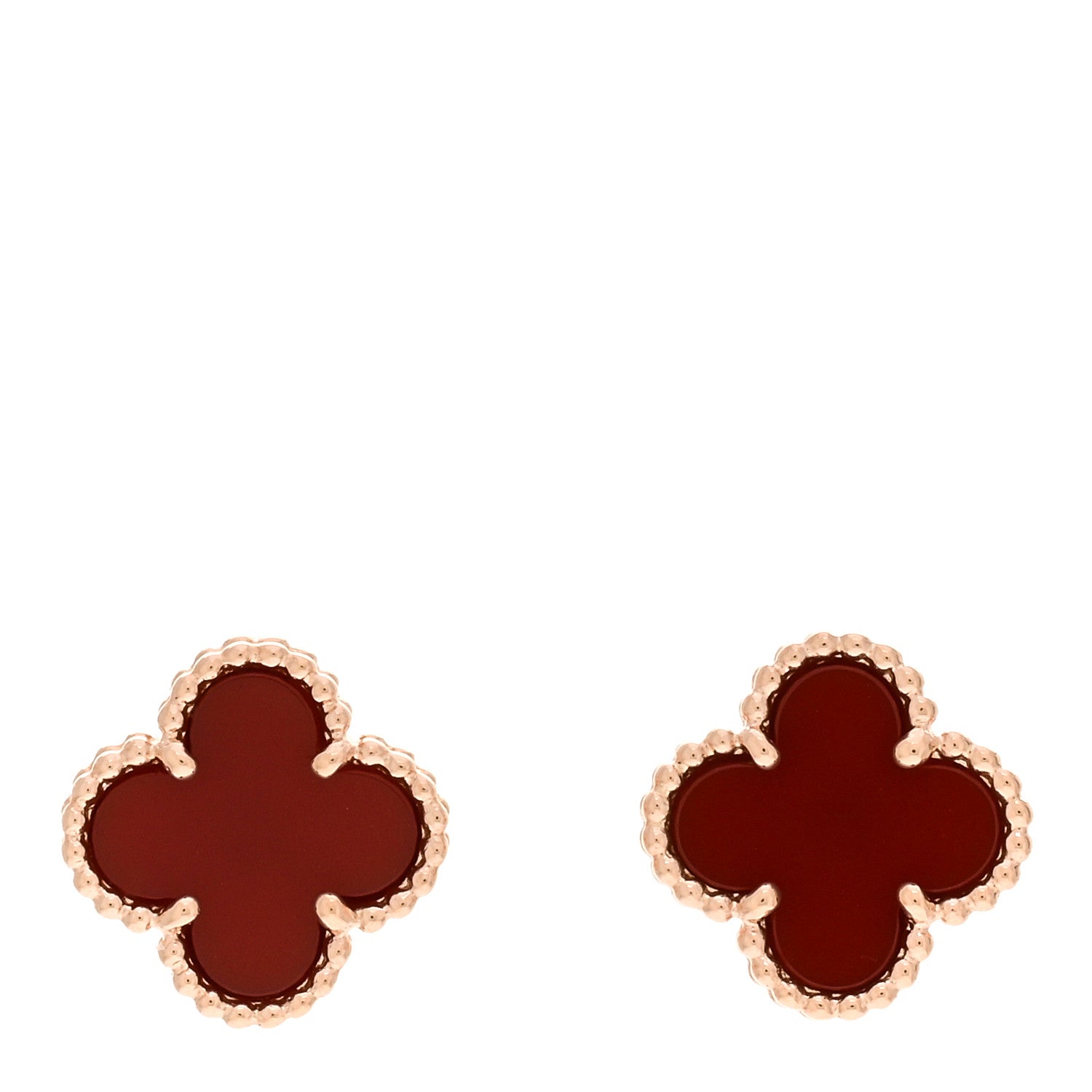 Van Cleef & Arpels 18K Rose Gold Carnelian Sweet Alhambra Earrings 1 of 4