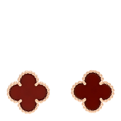 Van Cleef & Arpels 18K Rose Gold Carnelian Sweet Alhambra Earrings 1 of 4