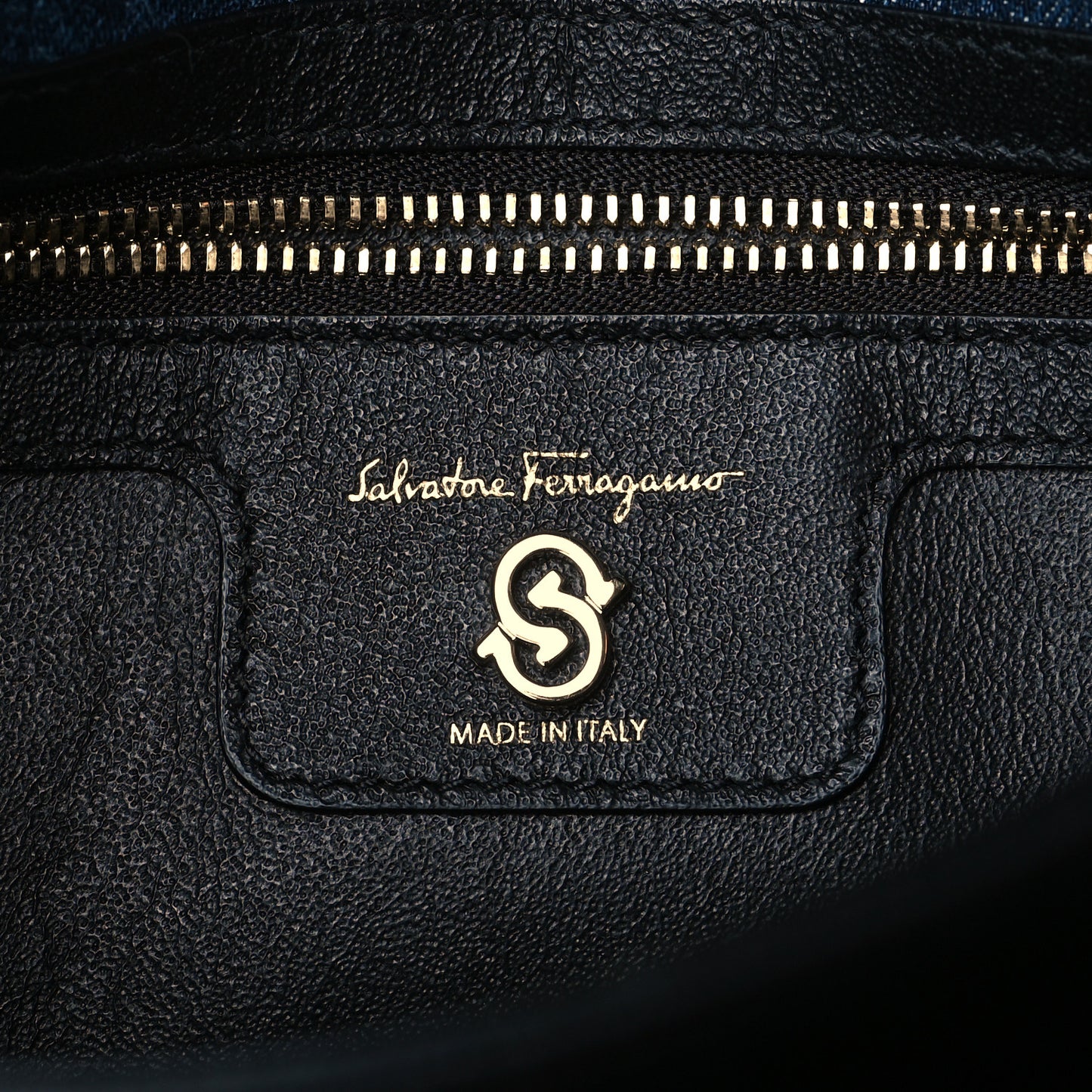 Denim Quilted Gancini Small Flap Bag Blue