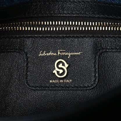 Salvatore Ferragamo Denim Quilted Gancini Small Flap Bag Blue 6 of 10