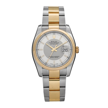 Rolex Stainless Steel 18K Yellow Gold 36mm Oyster Perpetual Datejust Watch Silver 116203 1 of 4