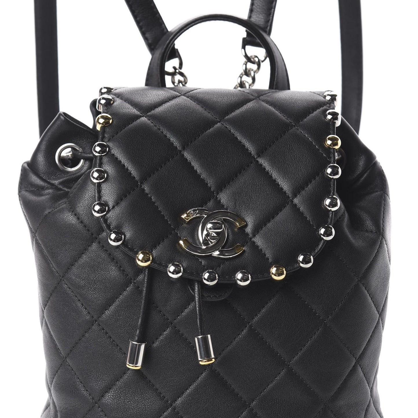 Lambskin Quilted Metallic Bubble Backpack Black
