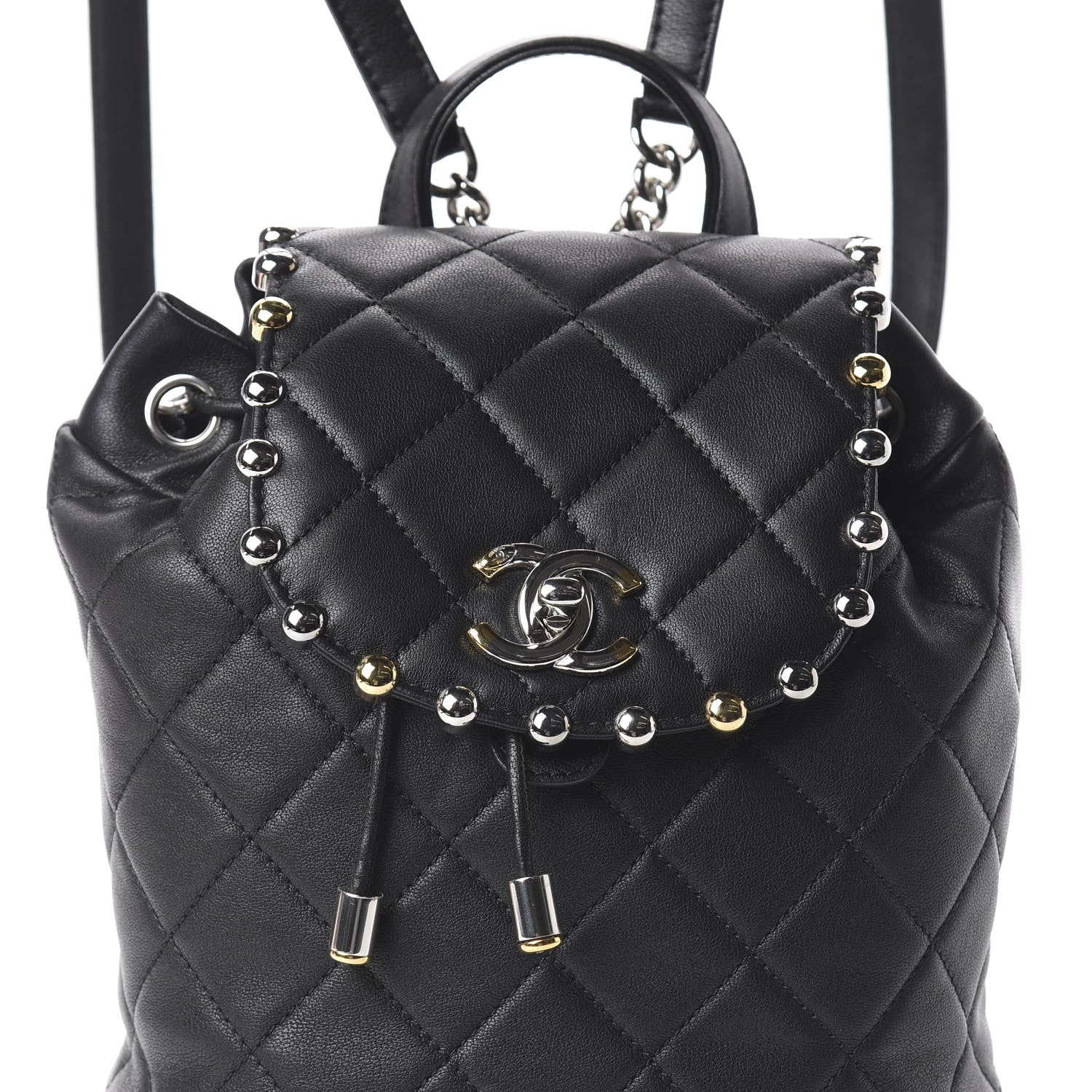 Chanel Lambskin Quilted Metallic Bubble Backpack Black 7 of 9