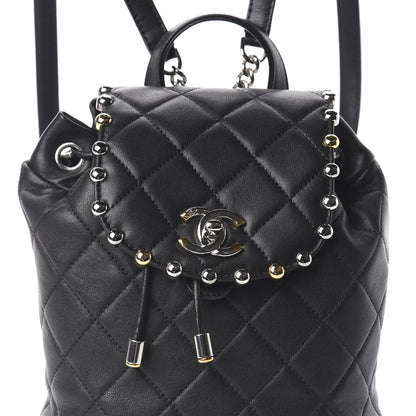 Chanel Lambskin Quilted Metallic Bubble Backpack Black 7 of 9