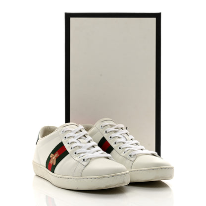 Gucci Calfskin Ayers Bee Embroidered Womens Ace Sneakers 37.5 White Green 7 of 7