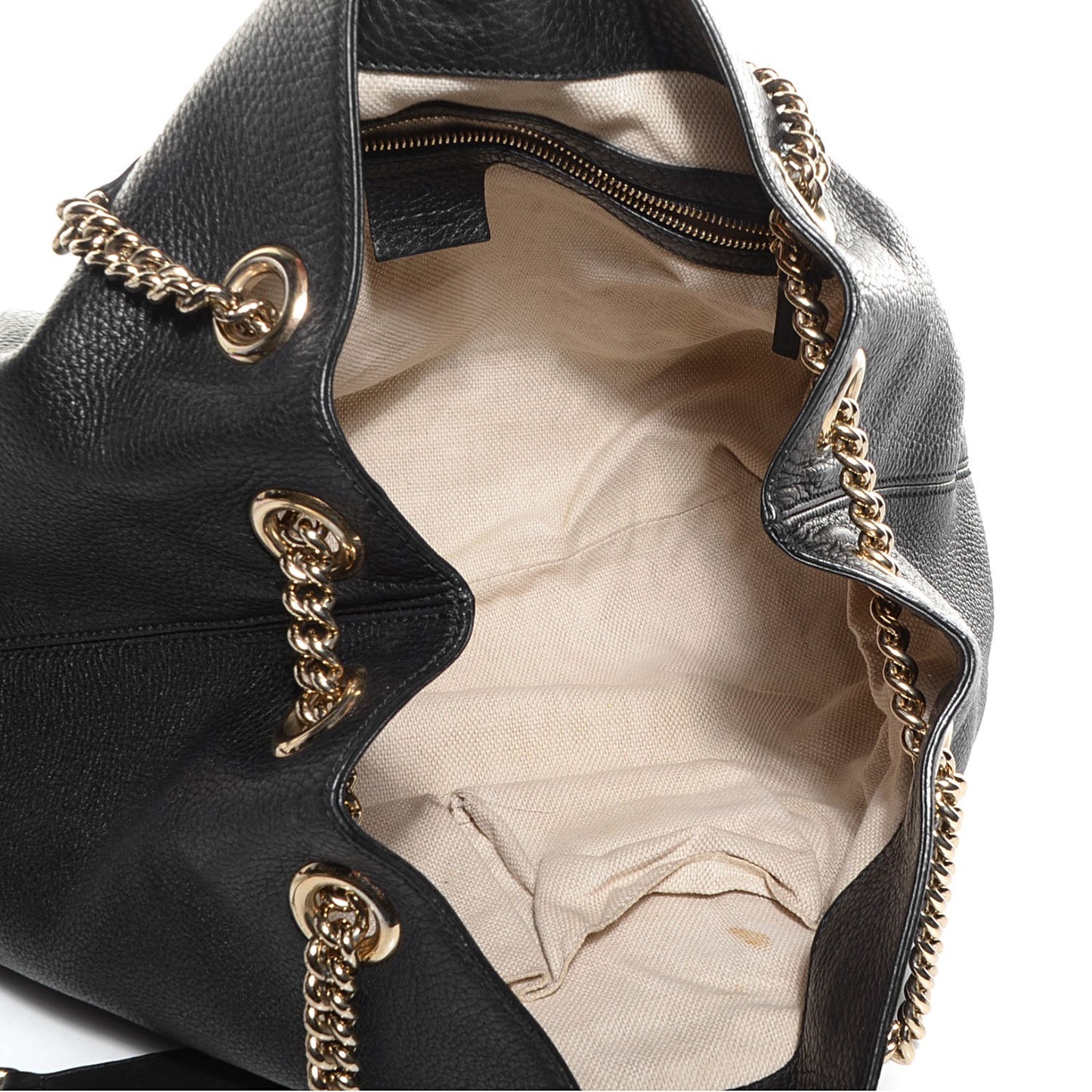 Pebbled Calfskin Medium Soho Chain Shoulder Bag Black
