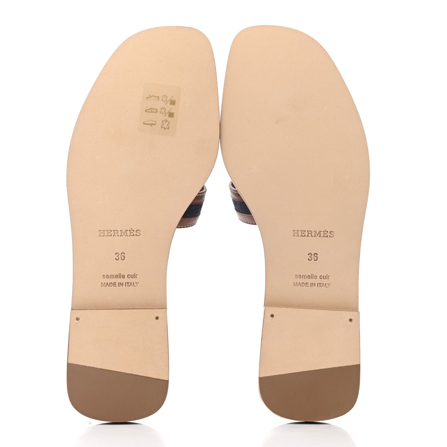 Calfskin Denim Oran Sandals 36 Bleu Brut Gold