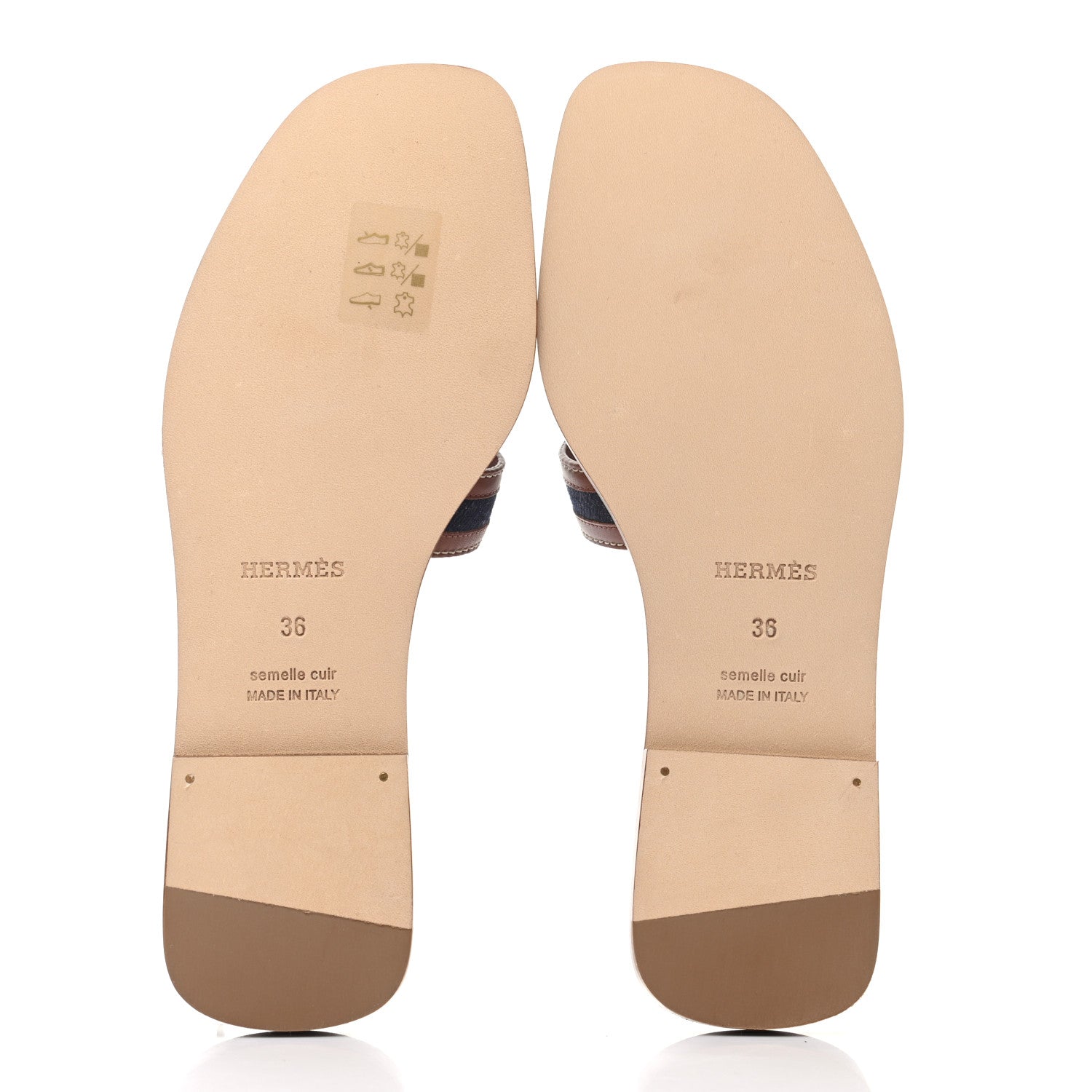Hermes Calfskin Denim Oran Sandals 36 Bleu Brut Gold 5 of 8