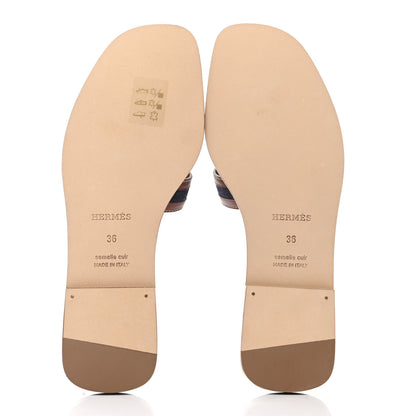 Hermes Calfskin Denim Oran Sandals 36 Bleu Brut Gold 5 of 8