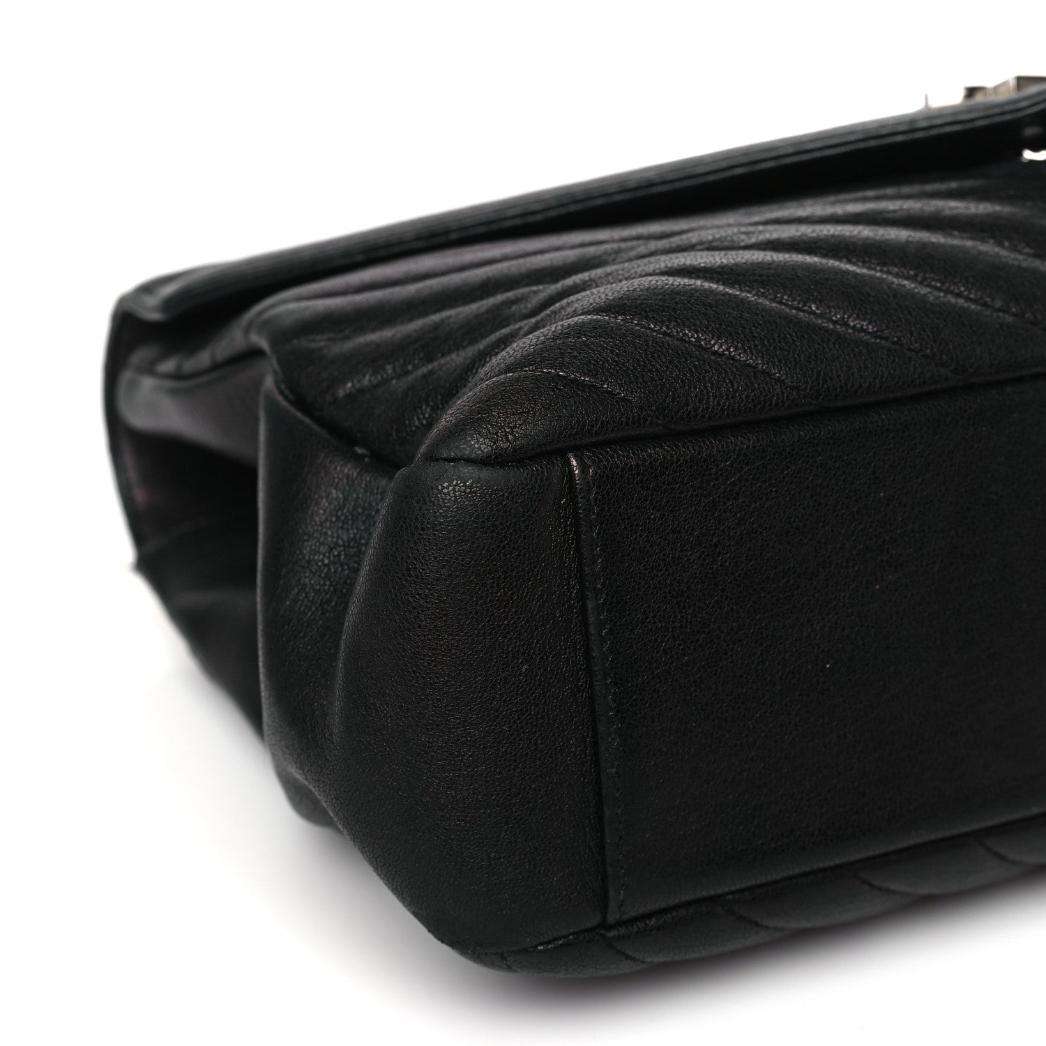 Saint Laurent Sheepskin Matelasse Chevron Monogram Large College Satchel Black 6 of 10
