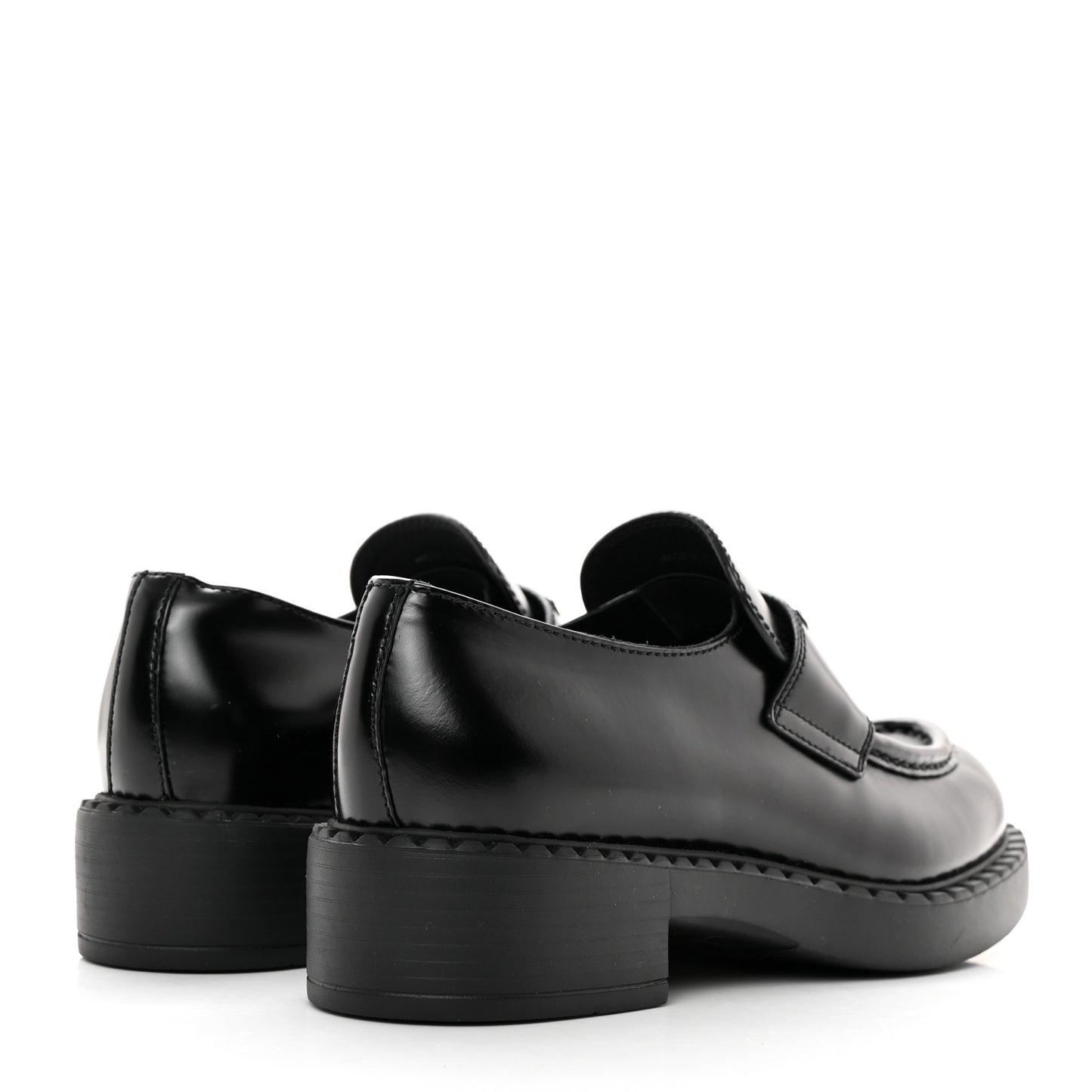 Spazzolato Metal Triangle Logo 50mm Loafers 37.5 Black